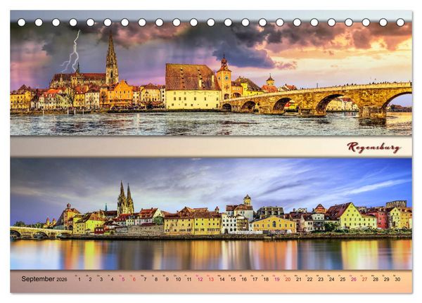 Produktbild: Faszinierende St&auml;dte in Deutschland - Panoramen (Tischkalender 2026 DIN A5 quer), CALVENDO Monatskalender