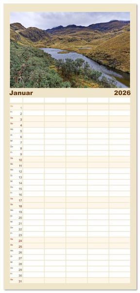Produktbild: Familienplaner 2026 - Entdecke Ecuador mit 5 Spalten (Wandkalender, 21 x 45 cm) CALVENDO