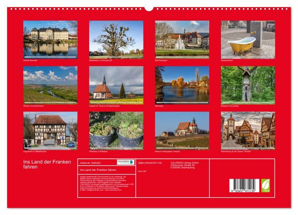 Produktbild: Ins Land der Franken fahren (hochwertiger Premium Wandkalender 2026 DIN A2 quer), Kunstdruck in Hochglanz