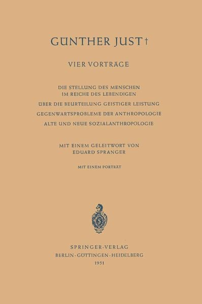 Vier Vorträge, Taschenbuch von Günther Just, Springer Berlin, 9783540015536