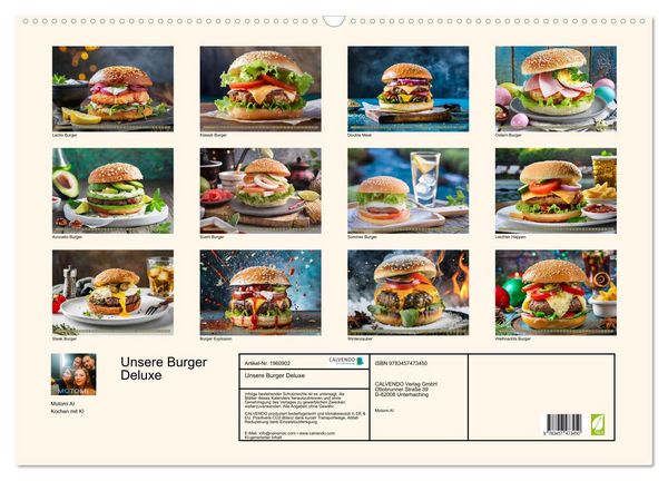 Produktbild: Unsere Burger Deluxe (Wandkalender 2026 DIN A2 quer), CALVENDO Monatskalender