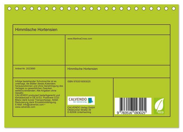 Produktbild: Himmlische Hortensien (Tischkalender 2026 DIN A5 quer), CALVENDO Monatskalender