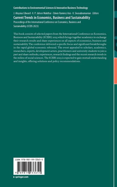 Produktbild: Current Trends in Economics, Business and Sustainability