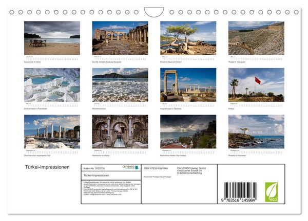 Produktbild: T&uuml;rkei-Impressionen (Wandkalender 2026 DIN A4 quer), CALVENDO Monatskalender