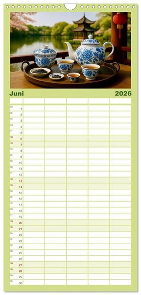 Produktbild: Familienplaner 2026 - Teezeremonien aus aller Welt mit 5 Spalten (Wandkalender, 21 x 45 cm) CALVENDO