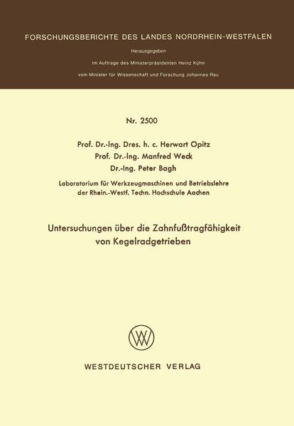 Produktbild: Untersuchungen &uuml;ber die Zahnfu&szlig;tragf&auml;higkeit von Kegelradgetrieben