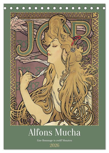 Produktbild: Alfons Mucha - Eine Hommage in zw&ouml;lf Monaten (Tischkalender 2026 DIN A5 hoch), CALVENDO Monatskalender