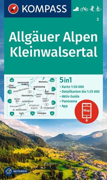 Produktbild: KOMPASS Wanderkarte 3 Allg&auml;uer Alpen, Kleinwalsertal 1:50.000