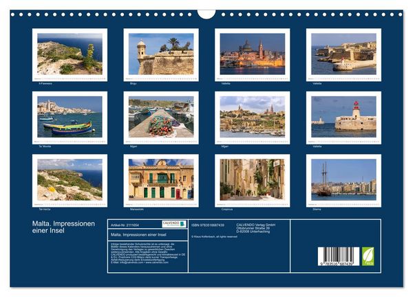 Produktbild: Malta. Impressionen einer Insel (Wandkalender 2026 DIN A3 quer), CALVENDO Monatskalender