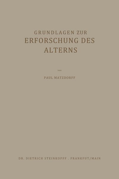 Produktbild: Grundlagen zur Erforschung des Alterns
