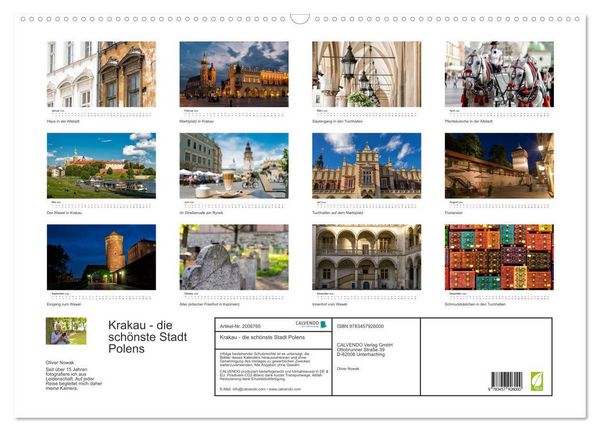 Produktbild: Krakau - die sch&ouml;nste Stadt Polens (Wandkalender 2026 DIN A2 quer), CALVENDO Monatskalender