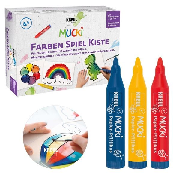 Produktbild: KREUL Aquarellstifte Set MUCKi Farben Spiel Kiste 17 Teile