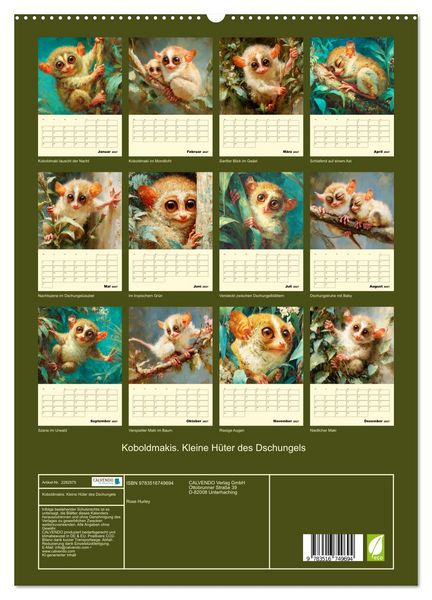 Produktbild: Koboldmakis. Kleine H&uuml;ter des Dschungels (hochwertiger Premium Wandkalender 2027 DIN A2 hoch), Kunstdruck in Hochglanz