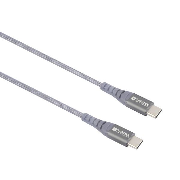 Produktbild: Skross USB-Kabel USB 2.0 USB-C&reg; Stecker, USB-C&reg; Stecker 1.20 m Spacegrau Rund, Flexibel, Stoff-Ummantelung SKCA0017C-C120CN