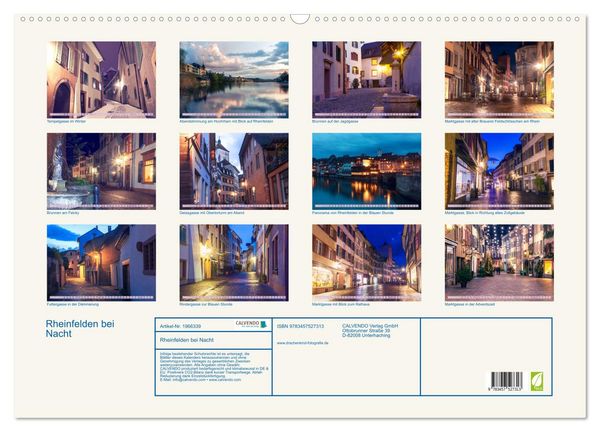 Produktbild: Rheinfelden bei Nacht (Wandkalender 2026 DIN A2 quer), CALVENDO Monatskalender