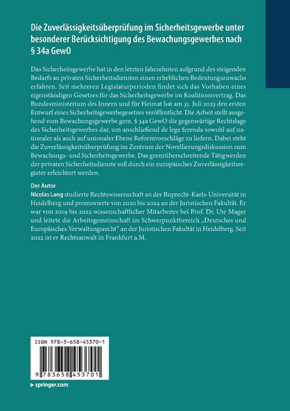 Produktbild: Die Zuverl&auml;ssigkeits&uuml;berpr&uuml;fung im Sicherheitsgewerbe unter besonderer Ber&uuml;cksichtigung des Bewachungsgewerbes nach &sect; 34a GewO