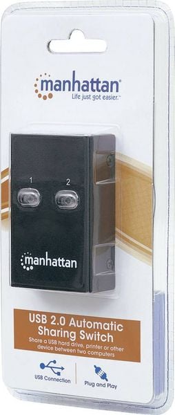 Produktbild: Manhattan 2 Port USB 2.0-Umschalter Schwarz