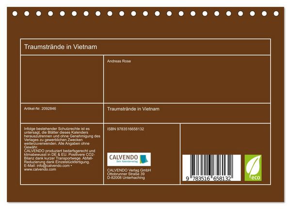 Produktbild: Traumstr&auml;nde in Vietnam (Tischkalender 2026 DIN A5 quer), CALVENDO Monatskalender
