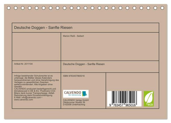 Produktbild: Deutsche Doggen - Sanfte Riesen (Tischkalender 2026 DIN A5 quer), CALVENDO Monatskalender