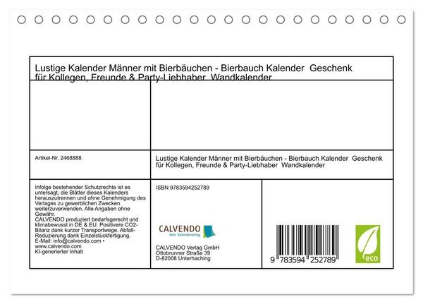 Produktbild: Lustige Kalender M&auml;nner mit Bierb&auml;uchen - Bierbauch Kalender Geschenk f&uuml;r Kollegen, Freunde & Party-Liebhaber Wandkalender (Tischkalender 2027 DIN A5 quer), CALVENDO Monatskalender