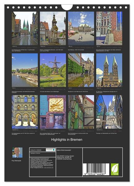 Produktbild: Highlights in Bremen (Wandkalender 2026 DIN A4 hoch), CALVENDO Monatskalender