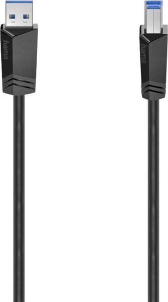 Hama USB-Kabel USB 3.2 Gen1 (USB 3.0 / USB 3.1 Gen1) USB-A Stecker, USB-B Stecker 1.50 m Schwarz 00200625