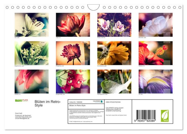 Produktbild: Bl&uuml;ten im Retro-Style (Wandkalender 2026 DIN A4 quer), CALVENDO Monatskalender