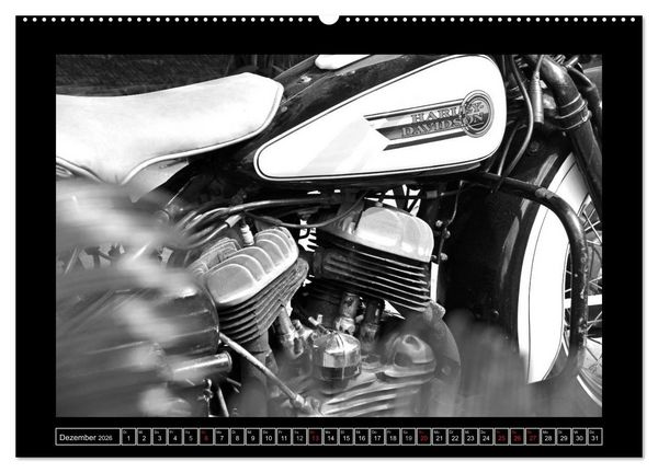 Produktbild: Harley Davidson WLA 750 in Schwarzweiss (Wandkalender 2026 DIN A2 quer), CALVENDO Monatskalender