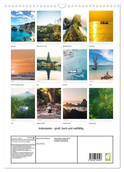 Produktbild: Indonesien - gro&szlig;, bunt und vielf&auml;ltig. (Wandkalender 2026 DIN A3 hoch), CALVENDO Monatskalender