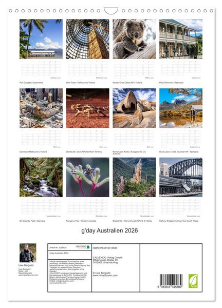 Produktbild: g'day Australien 2026 (Wandkalender 2026 DIN A3 hoch), CALVENDO Monatskalender
