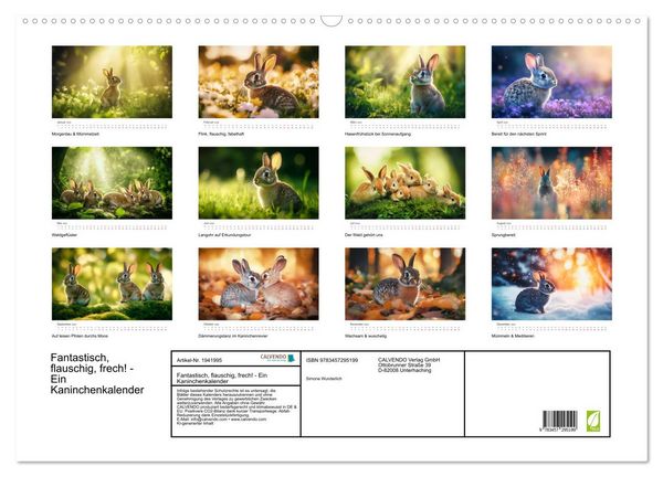 Produktbild: Fantastisch, flauschig, frech! - Ein Kaninchenkalender (Wandkalender 2026 DIN A2 quer), CALVENDO Monatskalender