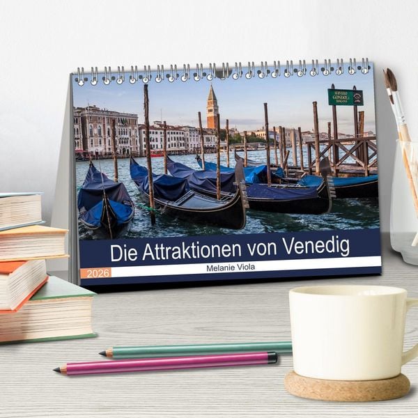 Produktbild: Die Attraktionen von Venedig (Tischkalender 2026 DIN A5 quer), CALVENDO Monatskalender