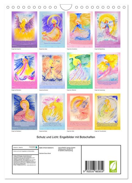 Produktbild: Schutz und Licht: Engelbilder mit Botschaften (Wandkalender 2026 DIN A4 hoch), CALVENDO Monatskalender