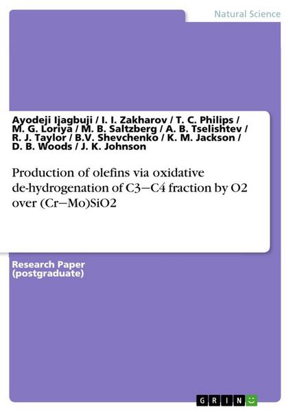 Produktbild: Production of olefins via oxidative de-hydrogenation of C3&iquest;C4 fraction by O2 over (Cr&iquest;Mo)SiO2