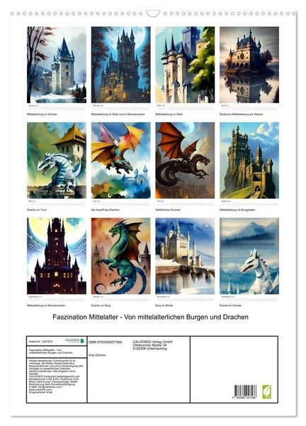 Produktbild: Faszination Mittelalter - Von mittelalterlichen Burgen und Drachen (Wandkalender 2027 DIN A2 hoch), CALVENDO Monatskalender