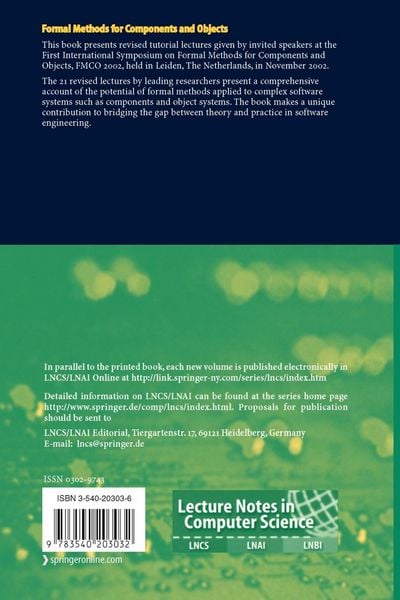 Produktbild: Formal Methods for Components and Objects