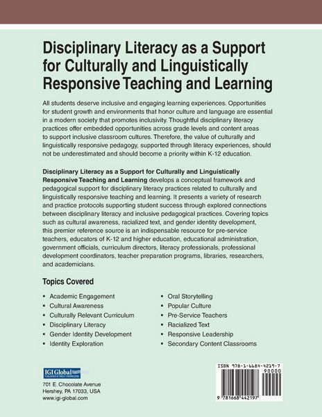 Produktbild: Disciplinary Literacy as a Support for Culturally and Linguistically Responsive Teaching and Learning
