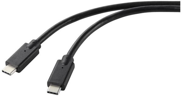 Produktbild: Renkforce USB-Ladekabel USB 2.0 USB-C&reg; Stecker, USB-C&reg; Stecker 1.00 m Schwarz TPE-Mantel RF-5251918