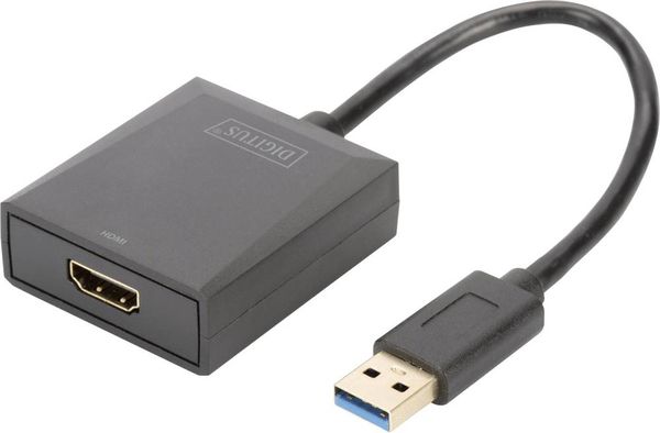 Digitus DA-70841 HDMI / USB 3.2 Gen 1 (USB 3.0) Adapter [1x USB 3.2 Gen 1 Stecker A (USB 3.0) - 1x HDMI-Buchse] Schwarz 