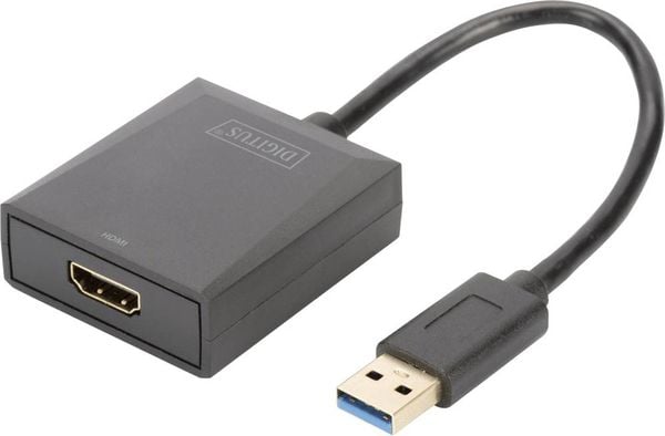 Digitus DA-70841 USB 3.2 Gen 1 (USB 3.0) / HDMI Adapter [1x USB 3.2 Gen 1 Stecker A (USB 3.0) - 1x HDMI-Buchse] Schwarz 