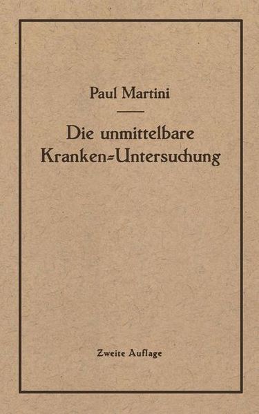 Produktbild: Die unmittelbare Kranken-Untersuchung