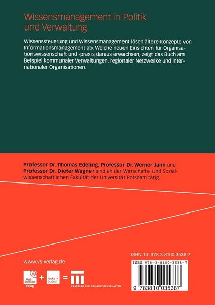 Produktbild: Wissensmanagement in Politik und Verwaltung