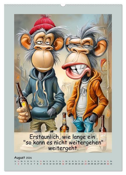 Produktbild: Affengeil. Humor aus dem Gro&szlig;stadtdschungel (hochwertiger Premium Wandkalender 2026 DIN A2 hoch), Kunstdruck in Hochglanz