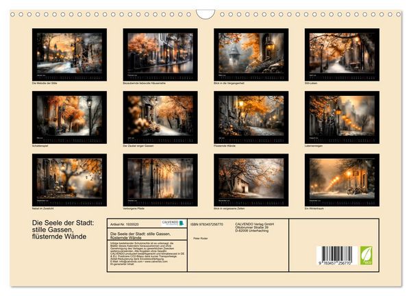 Produktbild: Die Seele der Stadt: stille Gassen, fl&uuml;sternde W&auml;nde (Wandkalender 2026 DIN A3 quer), CALVENDO Monatskalender