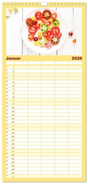 Produktbild: Familienplaner 2026 - Alte Historische Tomaten mit 5 Spalten (Wandkalender, 21 x 45 cm) CALVENDO