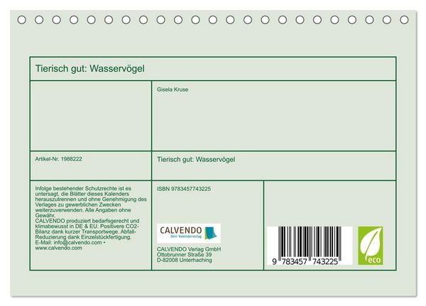 Produktbild: Tierisch gut: Wasserv&ouml;gel (Tischkalender 2026 DIN A5 quer), CALVENDO Monatskalender