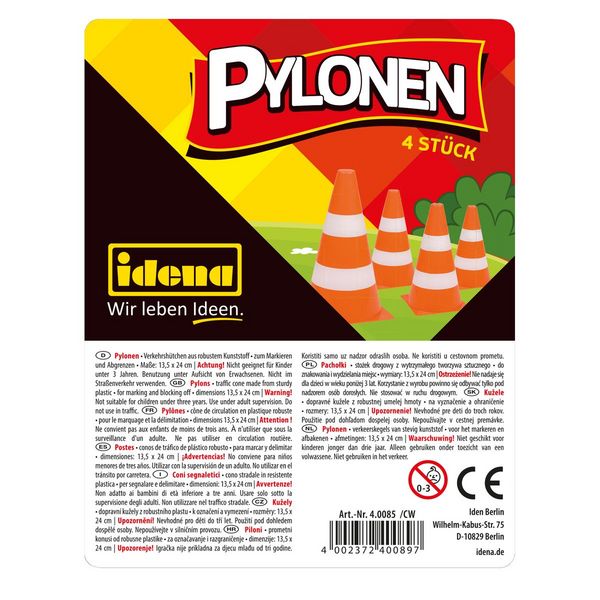 Produktbild: Idena Pylonen orange/wei&szlig; 24x13,5cm 4 St&uuml;ck
