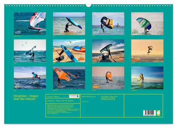 Produktbild: Wingfoilen - fliegen &uuml;ber das Wasser (Wandkalender 2026 DIN A2 quer), CALVENDO Monatskalender