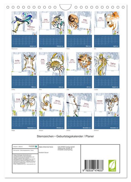 Produktbild: Sternzeichen &bull; Geburtstagskalender / Planer (Wandkalender 2026 DIN A4 hoch), CALVENDO Monatskalender