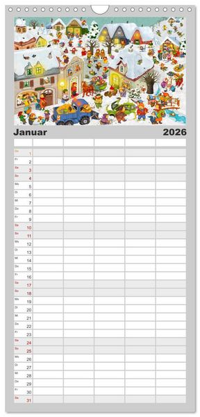 Produktbild: Familienplaner 2026 - Meine kleine Wimmelwelt mit 5 Spalten (Wandkalender, 21 x 45 cm) CALVENDO